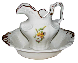 Vintage Arnel&#39;s Porcelain Water Pitcher and Basin 2 pc set Large 1900&#39;s - £43.68 GBP