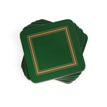 Pimpernel Classic Emerald 4 Inches Sq. Cork-Backed Board Coasters, Set of 6 - £23.96 GBP