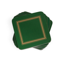 Pimpernel Classic Emerald 4 Inches Sq. Cork-Backed Board Coasters, Set of 6 - £22.72 GBP