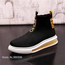 New Designer  Men  Sock Shoes Air Cushion Hip Hop Sneakers Casual Flats Ankle B - £76.05 GBP