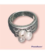 Sterling silver ring with Pearls Charms  band Size 6 - $102.62 CAD