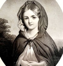 An item in the Art category: Little Red Riding Hood Steel Engraving 1859 Victorian Fairy Tale Art DWY5C