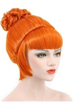 Short Bud Ball Braid Orange Wig Flat Bangs Updo Chignon Cosplay Wig Hall... - £14.69 GBP