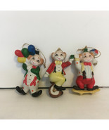 Vintage circus clown hanging  ornaments 3 piece  around the world set fi... - $48.60 CAD