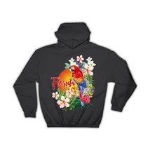 Florida Macaw : Gift Hoodie Tropical Floral Bird Parrot Ecology Nature Aviary - £28.85 GBP