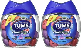 2 Pack Tums Extra Strength 750 Assorted Berries Antacid Chewy Bites 32 Each - £18.99 GBP