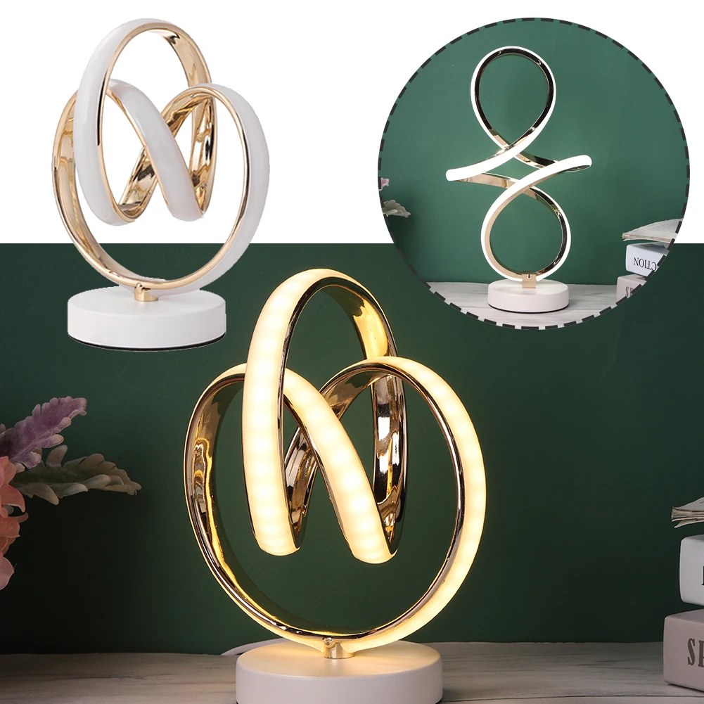 Modern LED Spiral Table Lamp Desk Bedside Acrylic Iron Curved Light for ... - $42.53+