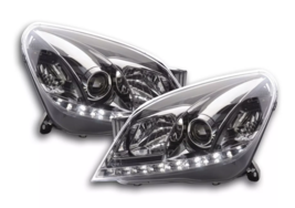 FK Pair LED DRL Halo Lightbar headlights Opel Vauxhall Astra H 04-10 chrome LHD - £277.64 GBP