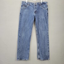Wrangler Jeans Men Size 36 Blue Classic Straight Denim Medium Wash Button Zip - £9.74 GBP