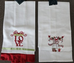 Two (2) C and F ~ Handcrafted ~ Holiday ~ 100% Cotton ~ 16 x 26 Kitchen ... - £17.67 GBP