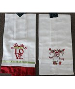 Two (2) C and F ~ Handcrafted ~ Holiday ~ 100% Cotton ~ 16 x 26 Kitchen ... - £17.67 GBP