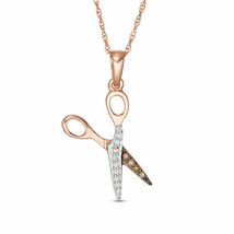 1Ct Round Cut Diamond scissor Pendant in 14K Rose Gold Finish with Free Chain - £78.76 GBP