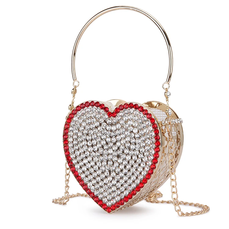   Heart Shape Evening Clutch Bag for Women New  Out  Cage Ladies Rhinest... - £95.38 GBP