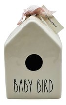 Rae Dunn BABY Bird Birdhouse Ceramic White Decor Farmhouse Pink Gingham Ribbon - £11.23 GBP