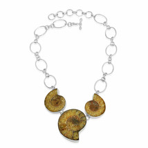 Hand Made Artisan Crafted Sterling Silver Ammonite Jewelry Necklace with... - £71.82 GBP