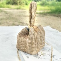  Straw Bags for Women Beach Bag Personality Crossbody Lock Handbag Lady Vintage  - £23.18 GBP