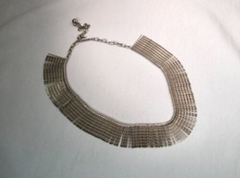 Vintage Silver Tone Wire Bib Choker Necklace K1239 - £38.33 GBP