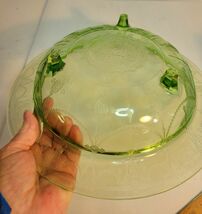 Green Uranium Cameo Ballerina 11" Bowl Three Footed image 7
