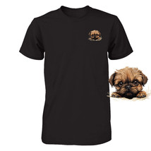 Funny Brussels Griffon Dog Peeking Pocket Tshirt Cute Puppy Dog Lover Te... - $18.76+