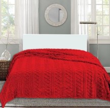 Evelyn Red Color Embossed Sherpa Blanket Softy And Warm King Size - £38.94 GBP