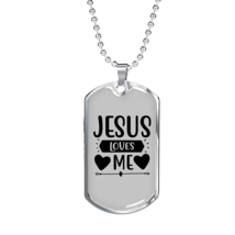 Jesus Loves Me Heart Christian Necklace Stainless Steel or 18k Gold Dog Tag 24&quot; - £37.92 GBP+