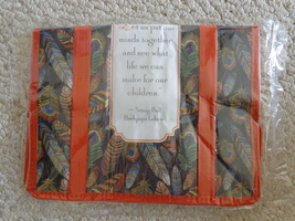 Hunkpapa Lakota Multi-Colored Feathers with Orange Edging Tote bag (#3851) - $10.99