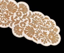 Beads Table Runner White And Gold Designer Table Runner Luxury Tableware 13X36In - £52.16 GBP