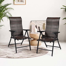 2 Pieces Patio Rattan Folding Reclining Chair - £143.17 GBP
