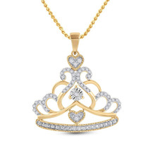 10kt Yellow Gold Womens Round Diamond Crown Tiara Fashion Pendant 1/6 Cttw - £249.98 GBP