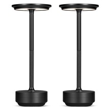 Led Cordless Table Lamps Set Of 2,Rechargeabletable Lights 3-Speed Dimmable Batt - £93.56 GBP