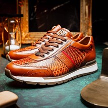 Brescia Genuine Snake and Calfskin Fashion Sneaker Honey image 8