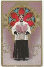 Vintage Postcard Easter Choir Boy Sings Gold Trim 1911 Embossed - £5.53 GBP