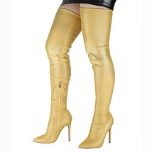 Women Shoes Fashion Laser Sequies BlingBling Stiletto High Heel Thigh High Boots - £154.29 GBP