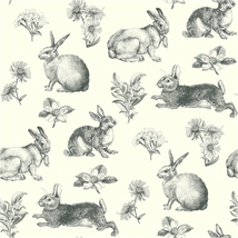 Bunny Toile Spray and Stick Removable Wallpaper, Black / Whi - £88.12 GBP