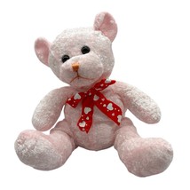 Best Made Toys 10&quot; Pink Valentines Day Bear Red Heart Bow Plush Stuffed Animal - £13.12 GBP