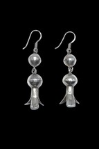 Vintage Navajo Handmade Sterling Silver Squash Blossom Dangle Earrings - £127.88 GBP