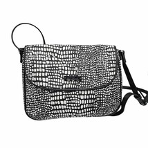 Vera Bradley Flap Crossbody Midnight Snakeskin Black &amp; White Faux Leather - $19.79