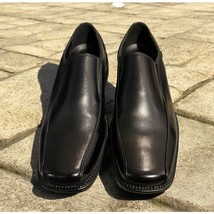 New Bruno Marc Black Men&#39;s Square Shoes Leather Formal Dress Loafers Sz 7.5 - £21.81 GBP