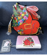 Loungefly Dr Seuss Grinch Sleigh Crossbody Purse Bag &amp; Zip Wallet Christ... - £114.20 GBP