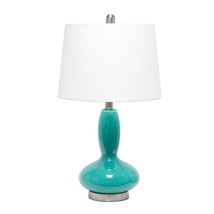 Elegant Designs LT3315-TEL Contemporary Curved Glass Table Lamp, Teal - £52.32 GBP