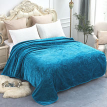 Flower Blue - 75&quot; x 91&quot; - Clearance Mink Blanket Embossed Craft Blanket - £59.61 GBP