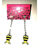 Betsey Johnson Yellow Enamel Tropical Dangling Fish Crystal Post Earrings - $7.99