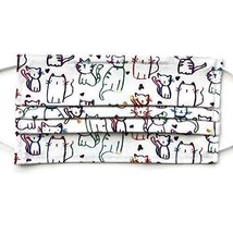 Pleated Rainbow Kitty Cat Feline Face Mask, 100% cotton cloth, nose wire... - $18.71 CAD