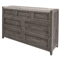62" Gray Solid Wood Seven Drawer Triple Dresser - $23,177.23 MXN