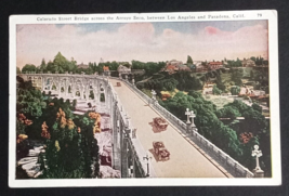 Colorado Street Bridge Arroyo Seco Aerial Pasadena California CA Postcard c1920s - $6.99