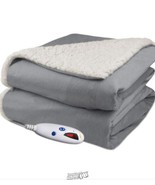 Biddeford Velour and Sherpa Heated Throw Blanket Charcoal Grey - €41,71 EUR