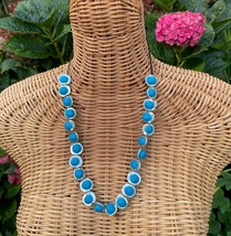 Blue felt necklace, felt ball textile art wool necklace, silver coated frame bea - £63.59 GBP