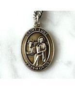 St Luke Pray For Us Medal 18 Kt Gold on Sterling 13&quot; Chain Bliss - $133.19 CAD