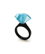 Large Acrylic Topaz Solitaire Ring, Laser-Cut Italian Design Jewelry for... - $243.36 MXN