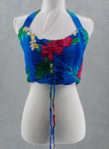 Hibiscus Collection Halter Crop Top Blouse Bright Tropical Adjustable Ruche NWD - £7.98 GBP